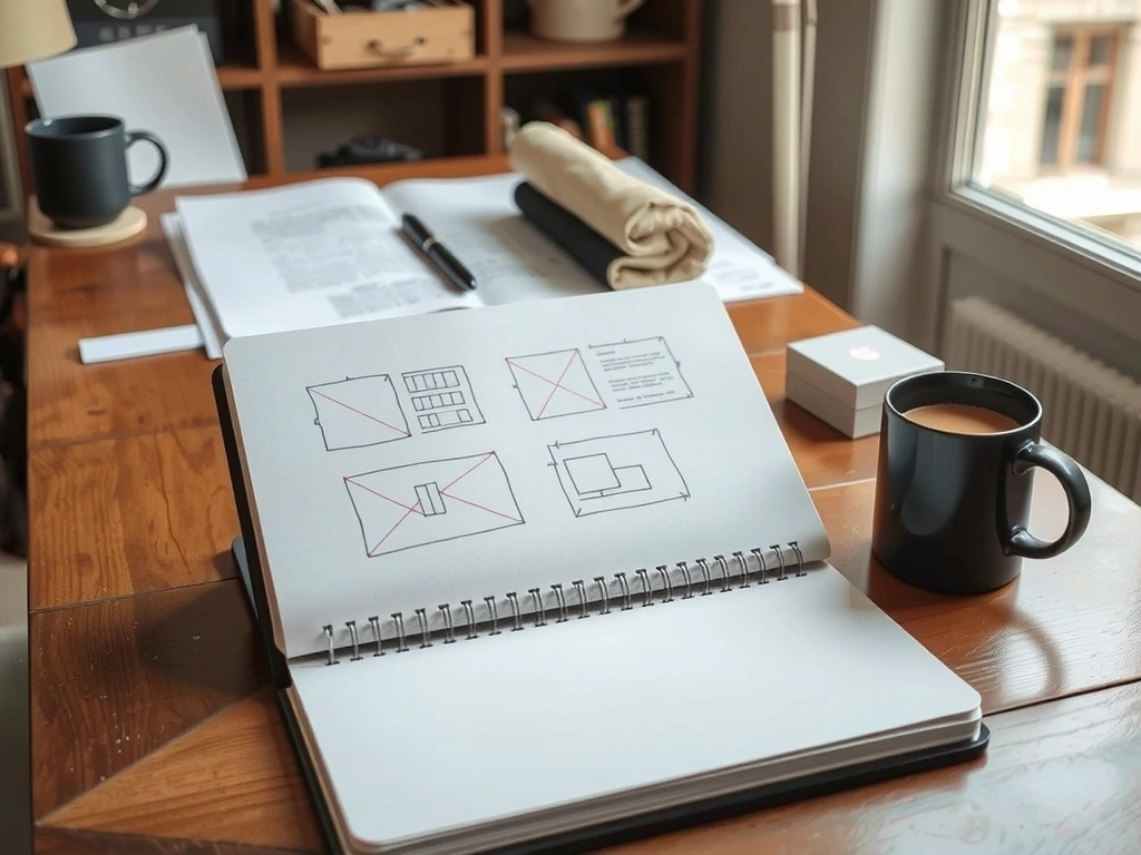 A designer's workspace, focusing on the craft of web design